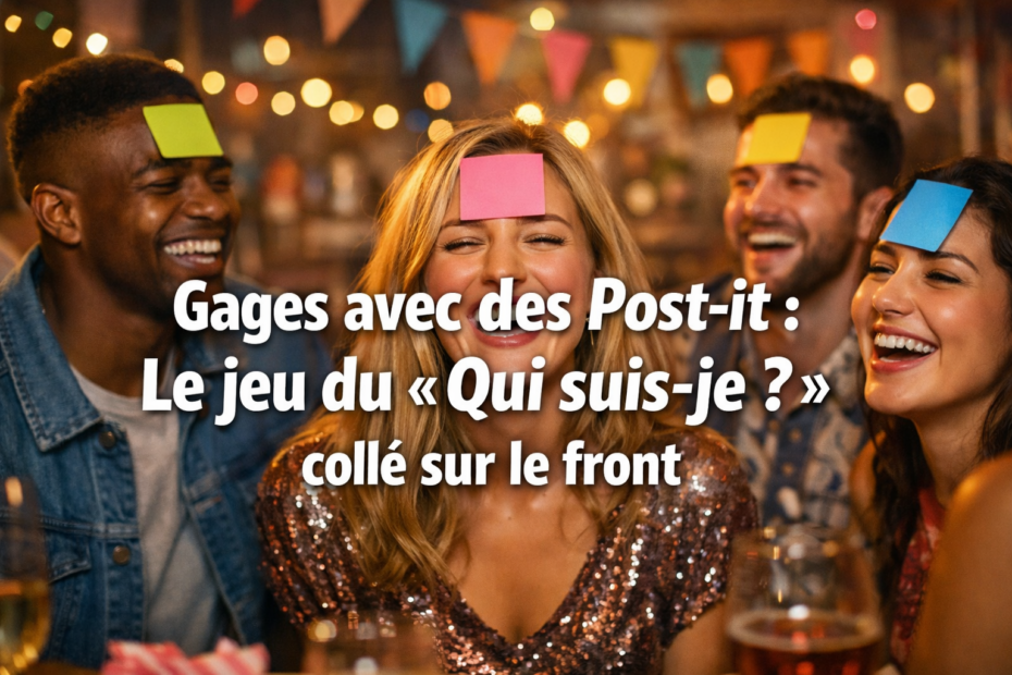 Gages avec des Post-it : Le jeu du « Qui suis-je ? » collé sur le front