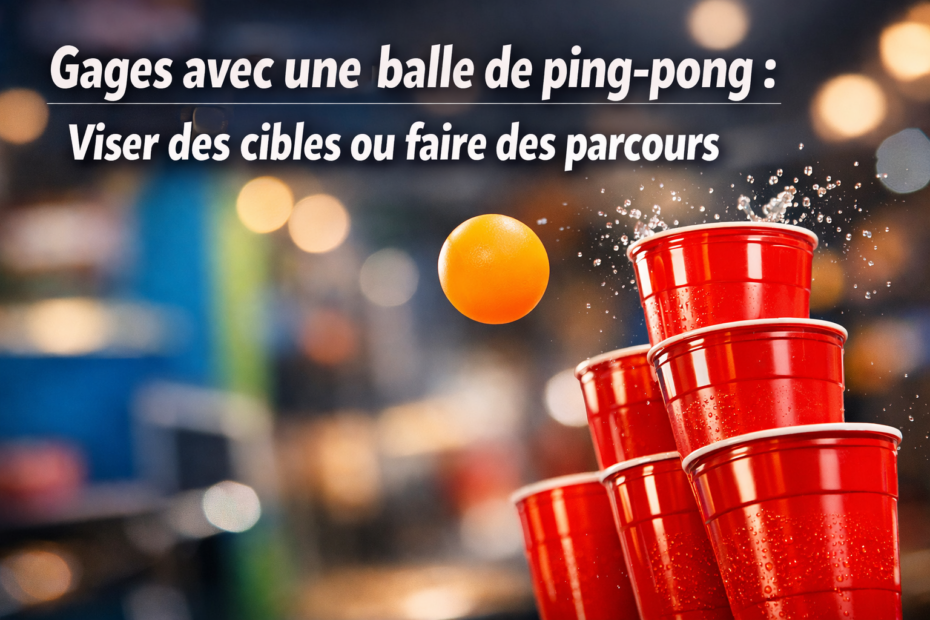 Gages avec une balle de ping-pong : Viser des cibles ou faire des parcours.